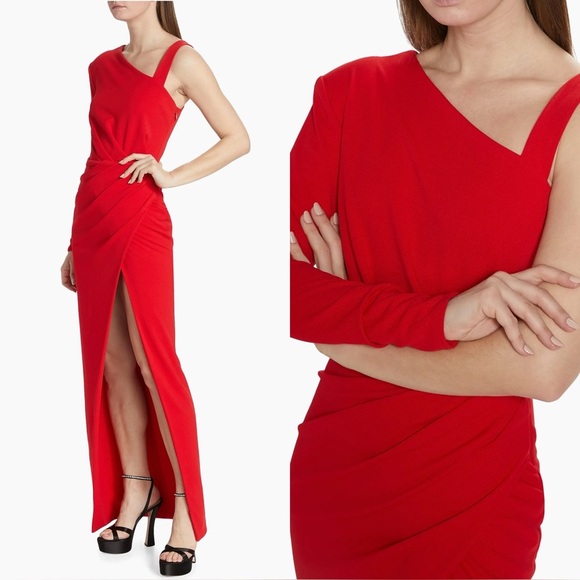 Michael Costello Collection Eunice Asymmetric Knit Gown - Picture 2 of 7